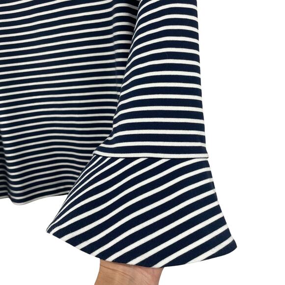 Draper James Sadler Striped Bell Sleeve Navy White Pullover Top Womens Large - Picture 3 of 6